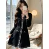 Vestido de Punto de Manga Larga Ajustado Estilo Nuevo Otoño/Invierno 2026 para Ir al Trabajo, Suéter Elegante para Abrigo Vestido Negro Pequeño