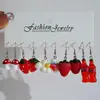 Moda Cruzada Europeia e Americana Mais Vendida Desenho Animado Morango Cogumelo Garrafa de Cola Resina Nuvem Artificial Conjunto de Brincos Conjunto de 5 Peças
