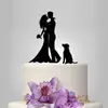 Tarjeta de pastel de boda personalizada de acrílico tarjeta de pastel abrazo de novios tarjeta de pastel de perro abstracto