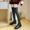 Botas Meia Outono e Inverno Novas Botas de Cano Alto Botas Botas Longas Femininas Acima do Joelho Cavaleiro Inverno 2021 Botas Pequenas Forradas com Fleece