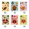 Adesivos Autoadesivos de Ação de Graças Transfronteiriços Adesivos de Rosto de Peru Desenho Animado para Decorar Papelaria Personalizada DIY para Crianças Personalização