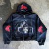 Estilo Ins Tendência Americana Retrô Hip-Hop Punk Moda Estampa de Personagem Y2K Cardigã com Zíper Moletom com Capuz