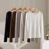 Camiseta de Manga Larga con Cuello Redondo para Mujer, Nueva Colección Otoño Temprano, Mezcla de Lino y Algodón, Sencilla y Cómoda, Puede Usarse como Prenda Interior o Superior de Punto para Vestir por Encima