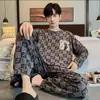 Pijama para hombre de manga larga y pantalón primavera y otoño simple casual para jóvenes invierno traje para estar en casa se puede usar afuera