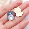Colgante de aleación esmaltada con estampado de animales de gato y perro de colores lindos para collar DIY, accesorios de joyería, llavero