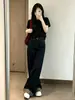 Calça Jeans Wide Leg Patchwork Estampa de Leopardo Feminina Outono 2026 Nova Cintura Alta Tamanho Plus Size Solta Modeladora Caimento Longa até o Chão