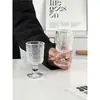 Copo Vertical com Padrão de Atmosfera Exquisita Vintage para Coquetel Copo Alto Estilo Europeu Copo de Saquê Copo de Vinho Branco Copinho de Shot
