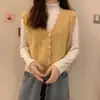 Casaco suéter colete estilo japonês para mulheres, colete de tricô trançado estilo coreano, solto e versátil, top curto espesso para o inverno