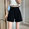 Shorts casuales negros para mujer, estilo fino deportivo de verano, nuevo modelo 2026, shorts cortos holgados de cintura alta de línea A de pierna ancha