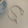 Collar Minimalista de Fragmentos de Perla Plateada Artificial en Forma de Corazón, Cadena para Clavícula de Personalidad de Lujo Ligero, Colgante de Corazón Dulce Estilo Coreano