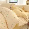 Juego de Cama de Algodón Puro Clase A de Cuatro Piezas, Sábana de Cama 100% Algodón, Funda Nórdica de Gasa de Doble Capa, Sábana Plana, Sábana Ajustable, Juego de Tres/Cuatro Piezas para Dormitorio Individual/Doble
