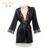 Feimu Yuying Bata de Noche con Ribete de Encaje Satinado Zy6171 Lencería Sexy Sensual Hogar Deseo Puro Transparente