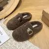 Pantuflas cálidas con forro semi-piel para mujer, invierno 2026, para usar en exteriores, punta cerrada, estilo coreano, forradas de polar, nueva colección otoño/invierno, versátiles y casuales
