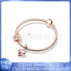 Pulsera Pandora S925 Cobre Blanco Plateado Nuevo Rosa Amor Versátil Hojas Lujo Ligero Pulsera de Baño Pulsera