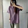 Camiseta vintage lavada de algodão pesado de manga curta, estilo europeu e americano de rua, para homens e mulheres, verão, oversized, retrô americano, meia-manga