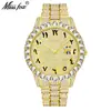 Reloj de hombre MISSFOX transfronterizo de acero inoxidable con incrustaciones de diamantes, reloj de cuarzo de esfera grande, moda hip hop, fabricante