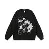 Camiseta de Manga Larga de Algodón Viejo Lavado Pesado Oversize con Estampado de Dibujos Animados Callejeros Europeos y Americanos para Parejas, para Hombre y Mujer