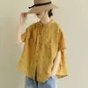 Camisa artística de manga corta holgada para mujer talla grande, nuevo estilo de verano 2026, estampado de lunares, top casual versátil que reduce la edad