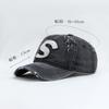 Gorra de Béisbol de Mezclilla Lavada de Alta Calidad para Mujer con Agujeros Moda Letra S Grande Trendy Combinable Gorras Casuales para Hombre