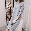 Suéter de Punto de Largo Medio para Otoño e Invierno para Mujer, Nuevo Estilo Coreano Suelto de Color Sólido, Suéter Tejido con Cuello Semi-alto, Vestido Base