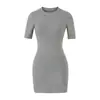 Vestido Redondo de Manga Media Estilo Puro Deseo 2025 Nuevo de Primavera Color Sólido Simple Ajustado Bodycon Corto Chica Atrevida para Mujer