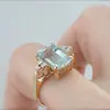 Huajie deseo Explosiones Anillo de Zirconia Azul Marino de Oro de 18 Quilates Anillo de Vacaciones para Mujer Transfronterizo Europeo y Americano Salida de Fábrica