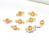 Color-retaining 18k real gold-plated copper inlaid with pink zirconium round open double pendant connector for bracelet and necklace DIY jewelry accessories