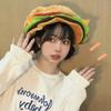 Chapéu de Hambúrguer Popular na Internet do TikTok Menina Fofa Foto Engraçada Adereço de Cabeça de Hambúrguer Beret Criativo de Comida ins