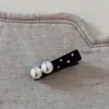 Pasador de Flor Negra Estilo Coreano Pinza para Flequillo para Niñas, Pinza Lateral de Moño con Perlas y Pedrería, Accesorio para el Cabello