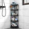 Estante de almacenamiento sin perforaciones para baño, inodoro, estante de almacenamiento para baño, estante de almacenamiento triangular de pie para baño