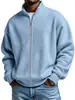 Jaqueta Waffle Primavera e Outono Gola Alta Zíper Cardigan Casual Americano Solta Cor Sólida Jaqueta de Baseball Roupa Masculina Transfronteiriça