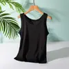 Chaleco Pequeño Refrescante Versátil de Verano para Mujer, Ropa Interior, Banda Ancha Acanalada Elástica Cuello Redondo Tirantes Finos Capa Base, Ropa Exterior Top Adelgazante