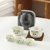 Taza de Panda Express de Dibujos Animados Estilo Moderno Simple Conveniente Viaje Juego de Té Cerámica Cafetera de Té Juego de Té Kung Fu traje