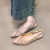 Zapatos de Salón de Punta Fina con Lazo Nude Francés para Mujer Estilo Nuevo 2026 para Mujeres Petite para Combinar con Faldas Versátiles Estilo Hada Zapatos Planos