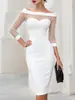 2026 Tienda Independiente de Amazon Nueva Moda Femenina de Comercio Exterior Elegante para el Trabajo Sexy Malla Hombros Descubiertos Bodycon Vestido