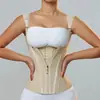 Modelador de Corpo Cruzado 15 Barbatanas de Aço Látex Cintura Fina Barriga Lisa Suporte para o Peito Camisola Corset Latexcorset