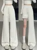Pantalones Anchos Nube Blanca para Mujer Otoño 2026 Nuevos Casuales Caídos Rectos de Cintura Alta Levanta Glúteos Pantalones Deportivos de Chándal