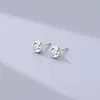 Pendientes de burbuja de diseño ins de nicho estilo coreano, pendientes geométricos minimalistas redondos con textura de circón de plata de ley S925 para mujer