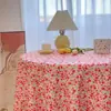 Tecido de Fundo Branco de Gaze Fresca com Renda Floral Coreana para Cobrir Mesa