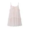 Elegante y dulce conjunto de ropa de casa de tres piezas: falda de encaje de malla de doble capa con copas en el pecho, camisón holgado y bata exterior 5272