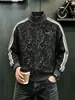 Jaqueta amarela com estampa de leopardo estilo retrô americano, unissex, modelagem solta, estilo casual, com gola alta, fecho de zíper e design curto estilo baseball, perfeita para o outono
