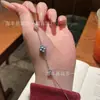 Pulsera de Plata S925 con Incrustaciones de Jade Azul Natural de Agua, Diseño de Trébol de Cuatro Hojas, Lujo Ligero, Venta al por Mayor del Fabricante Xiaohongshu