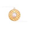 Ins Lujo Accesible Estilo Retro Acero Inoxidable Electrochapado Oro de 18K Perla de Imitación Colgante DIY Pendientes Collar Accesorios de Joyería