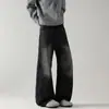 Ropa Popular para Hombre / Novedad de Primavera Estilo Americano High Street Peso Pesado Jeans Versátiles de Longitud Completa para Hombres y Mujeres, Corte Holgado con Ligero Desflecado