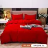 Juego de ropa de cama moderno minimalista de cuatro piezas de color sólido, seleccionado cuidadosamente para comercio exterior transfronterizo, que incluye sábana bajera, funda de almohada y funda de edredón