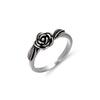 Estilo Étnico Flor de Durazno Flor Rosa Mesón Anillo Abierto de Flor Plateada Moda para Mujer Anillo de Rosa Joyería Plateada Regalo de Cumpleaños