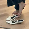 Sandálias de Cunha Slip-On Bico Fino Estilo Fada para Mulheres, Estilo Retrô Francês, Versáteis para o Verão, Chinelos de Solado Macio