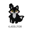 Gatinho Preto de Desenho Animado Adesivos de Tecido Autoadesivos Sem Passar Roupas Adesivos de Bordado Sem Furos Sem Costura para Roupas Infantis