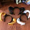 Diadema de cuernos de diablo grandes de simulación en blanco y negro y dorado diadema gótica oscura accesorios para el cabello de Halloween lo fotografía