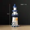Rueda de Barco de Madera con Temática Oceánica Faro Faro Oceánico Torre de Observación Decoraciones para el Hogar Oceánico Adornos Artículos de Decoración para Bar